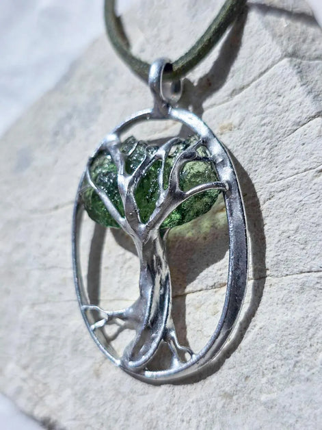 Moldavite Tree Pendant, Chlum, 1.86g