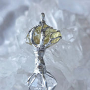 Libyan Desert Glass & Herkimer Diamond Tree Necklace