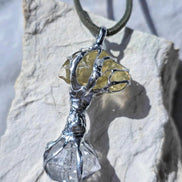 Libyan Desert Glass & Herkimer Diamond Tree Necklace