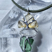 Moldavite, Libyan Desert Glass & Herkimer Pendant, 1.50g, Chlum