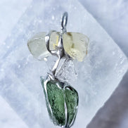 Moldavite, Libyan Desert Glass & Herkimer Pendant, 1.50g, Chlum