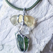 Moldavite, Libyan Desert Glass & Herkimer Pendant, 1.50g, Chlum