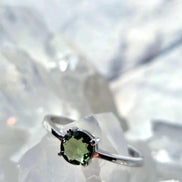Faceted Moldavite Ring, Chlum, 0.25g