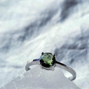 Faceted Moldavite Ring, Chlum, 0.25g