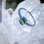 Faceted Moldavite Ring, Chlum, 0.25g