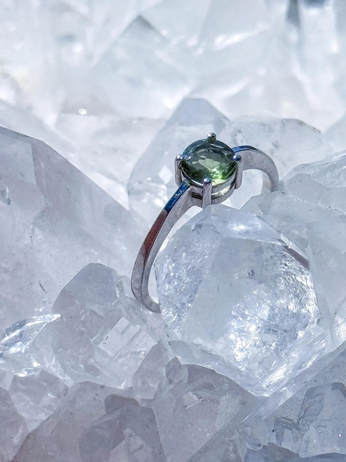 Faceted Moldavite Ring, Chlum, 0.25g