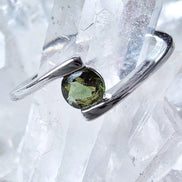 Faceted Moldavite Ring, Chlum, 0.2g