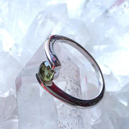 Faceted Moldavite Ring, Chlum, 0.2g