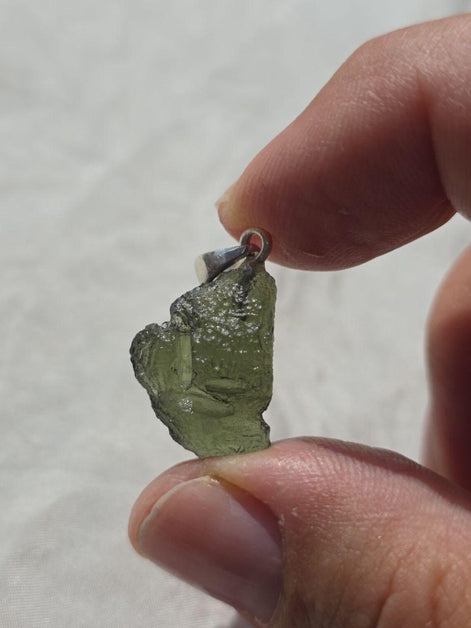 Moldavite Silver Pendant, Chlum, 2.35g