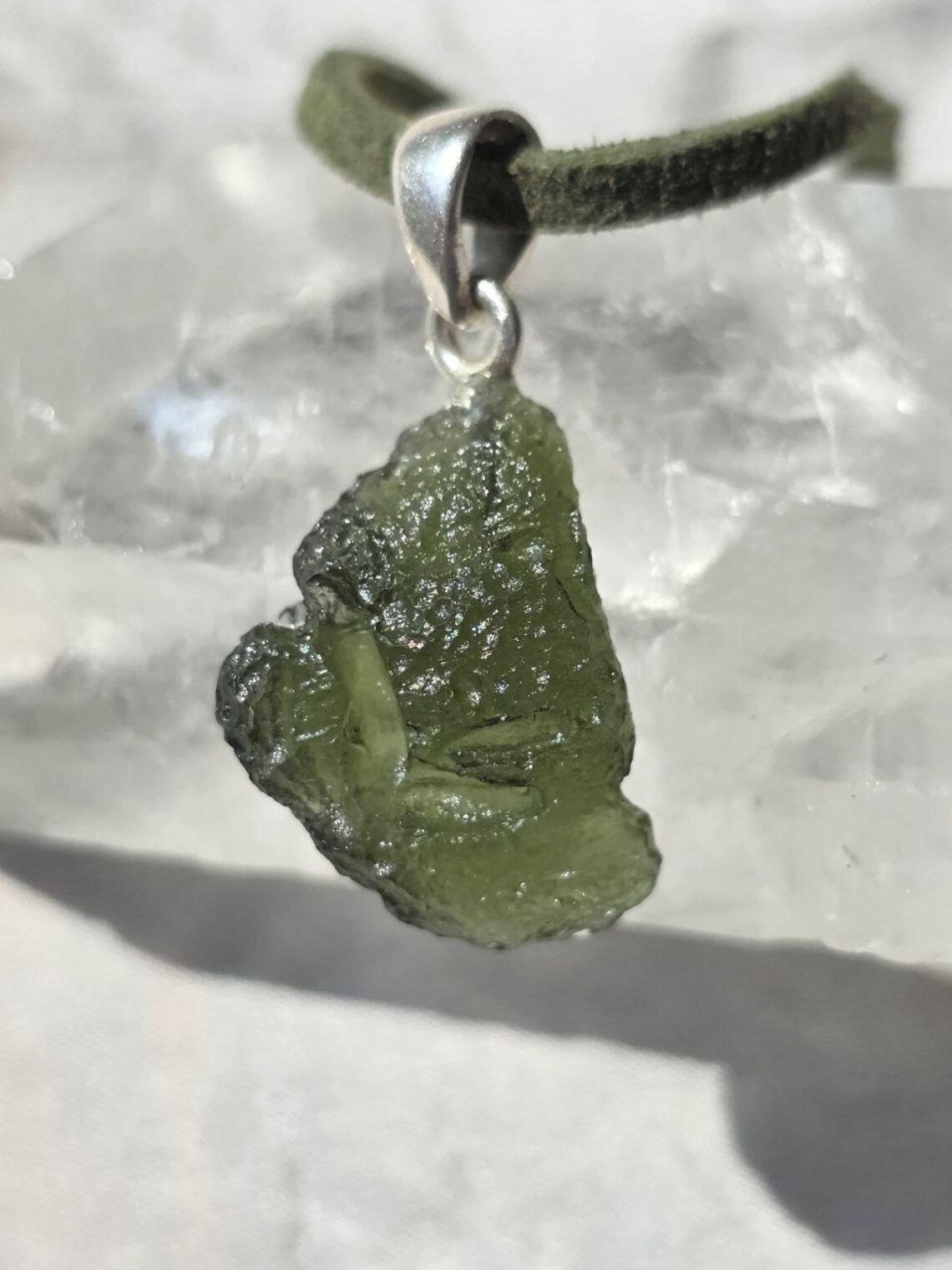 Moldavite Silver Pendant, Chlum, 2.35g