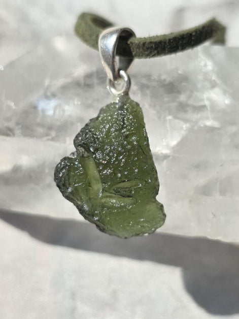 Moldavite Silver Pendant, Chlum, 2.35g