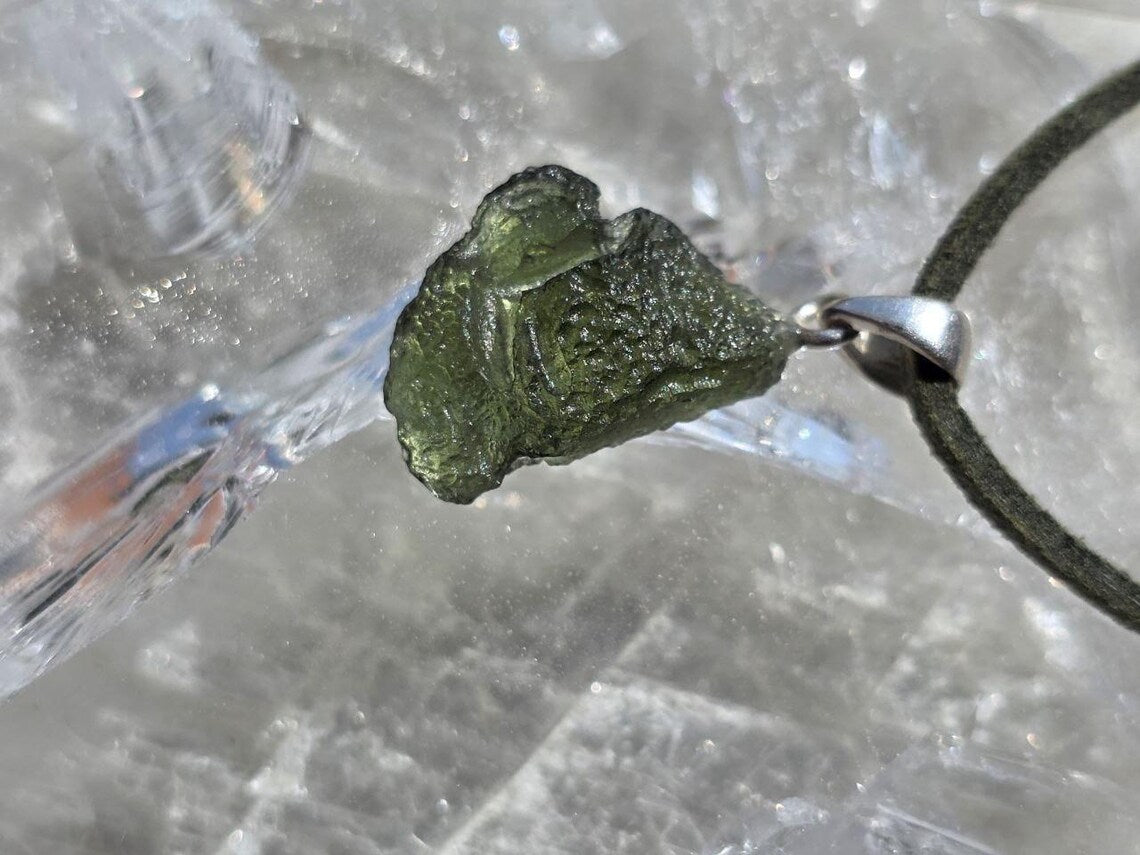Moldavite Silver Pendant, Chlum, 2.35g
