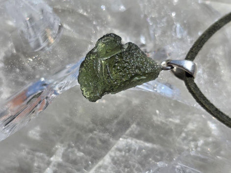 Moldavite Silver Pendant, Chlum, 2.35g