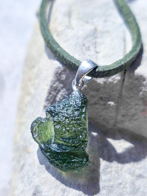 Moldavite Silver Pendant, Chlum, 2.35g