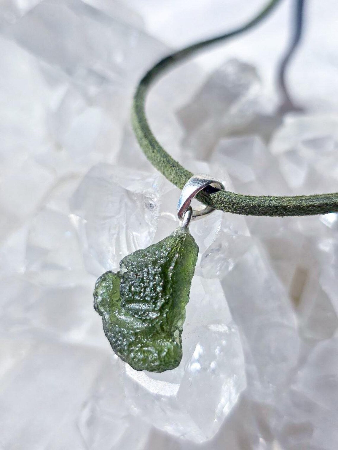 Moldavite Silver Pendant, Chlum, 2.35g