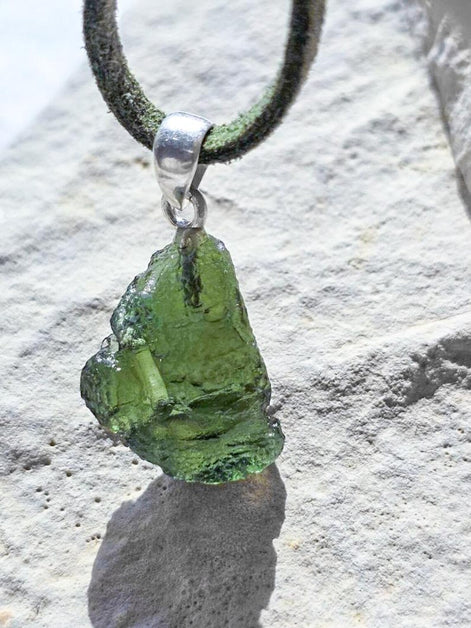 Moldavite Silver Pendant, Chlum, 2.35g