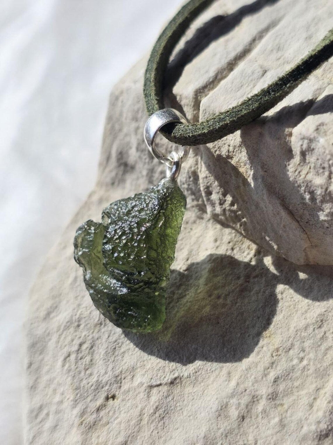 Moldavite Silver Pendant, Chlum, 2.35g