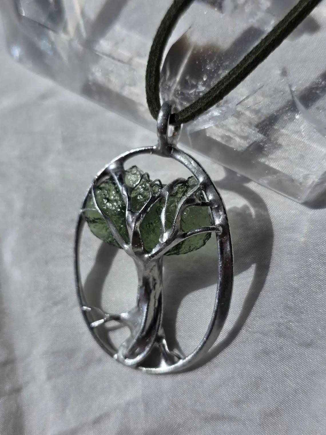 Moldavite Tree Pendant, Chlum, 1.86g