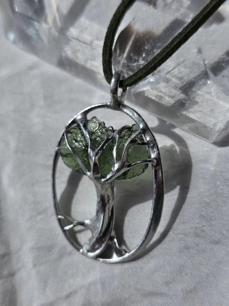 Moldavite Tree Pendant, Chlum, 1.86g