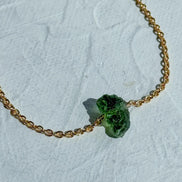 Raw Moldavite Necklace, Chlum, 0.8g, Gold Plated Chain