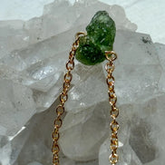 Raw Moldavite Necklace, Chlum, 0.8g, Gold Plated Chain