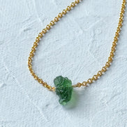 Raw Moldavite Necklace, Chlum, 0.8g, Gold Plated Chain