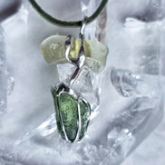 Moldavite, Libyan Desert Glass & Herkimer Pendant, 1.50g, Chlum