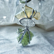 Moldavite, Libyan Desert Glass & Herkimer Pendant, 1.50g, Chlum