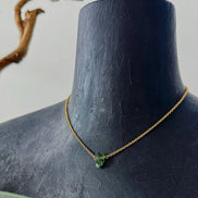 Raw Moldavite Necklace, Chlum, 0.8g, Gold Plated Chain