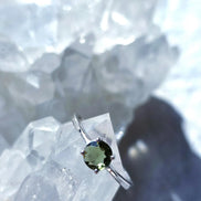 Faceted Moldavite Ring, Chlum, 0.25g