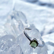 Faceted Moldavite Ring, Chlum, 0.25g