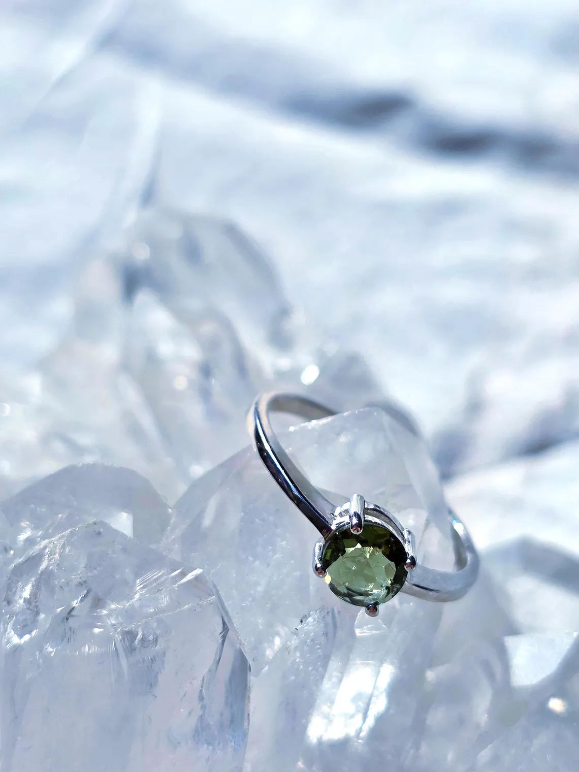 Faceted Moldavite Ring, Chlum, 0.25g