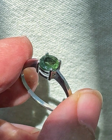 Faceted Moldavite Ring, Chlum, 0.25g