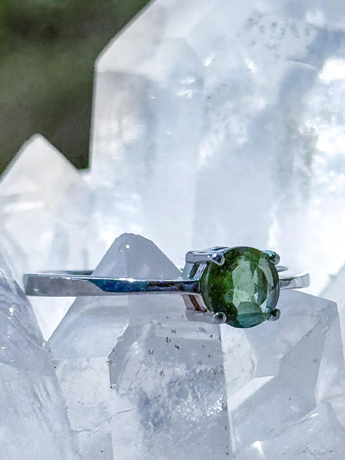 Faceted Moldavite Ring, Chlum, 0.25g