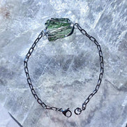 Moldavite Rhodium Brass Bracelet, Marouškovo Pole, 0.83g