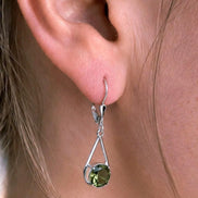 Faceted Elegant Moldavite Earrings, Chlum, 0.75g
