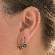 Brilliant Cut Moldavite Earrings, Chlum, 0.4g