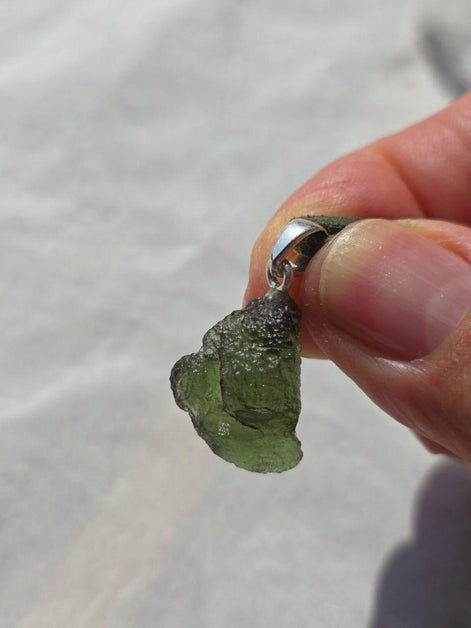 Moldavite Silver Pendant, Chlum, 2.35g