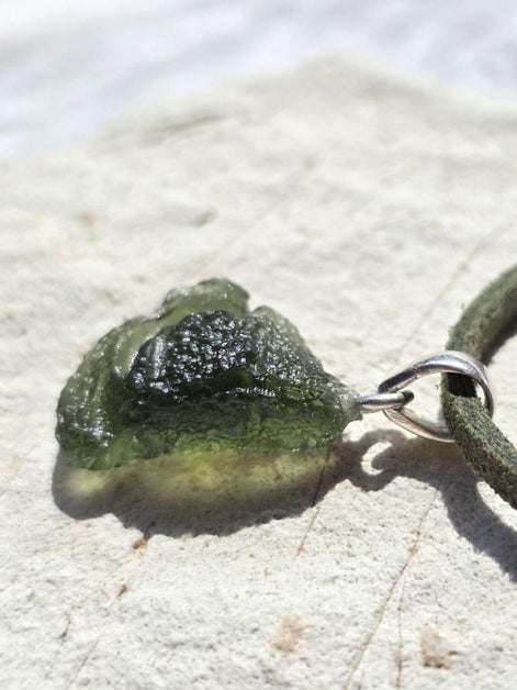Moldavite Silver Pendant, Chlum, 2.35g