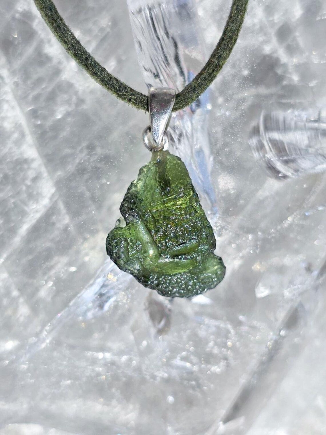 Moldavite Silver Pendant, Chlum, 2.35g