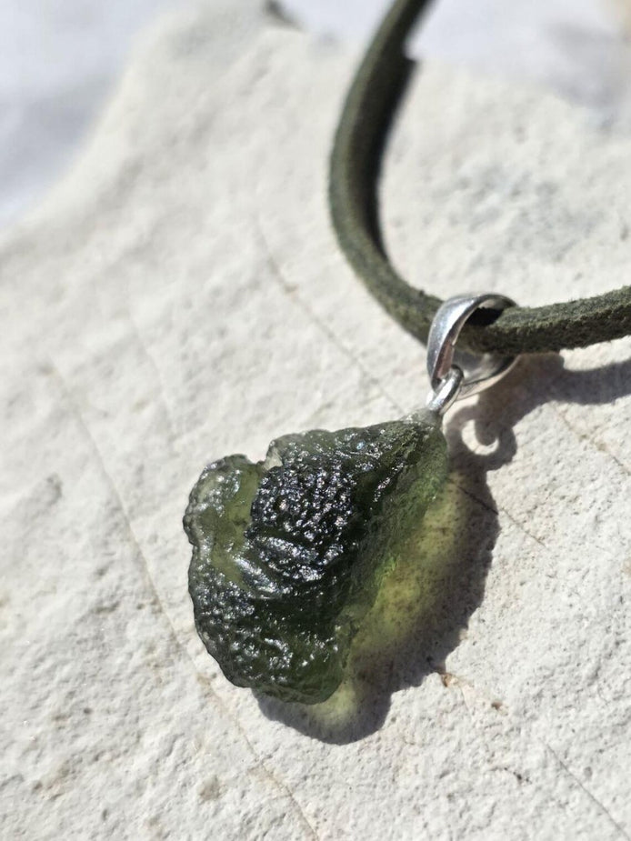 Moldavite Silver Pendant, Chlum, 2.35g