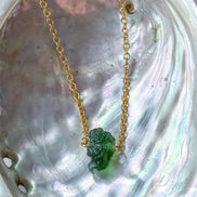 Raw Moldavite Necklace, Chlum, 0.8g, Gold Plated Chain