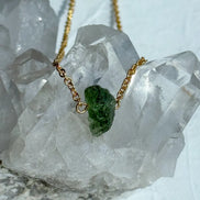 Raw Moldavite Necklace, Chlum, 0.8g, Gold Plated Chain