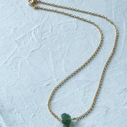 Raw Moldavite Necklace, Chlum, 0.8g, Gold Plated Chain