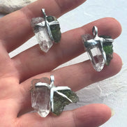 Moldavite & Rock Crystal Pendant, Chlum, 1.18g