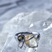 Moldavite, Libyan Desert Glass & Herkimer Diamond Ring, Chlum, 0.08g
