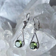 Faceted Elegant Moldavite Earrings, Chlum, 0.75g