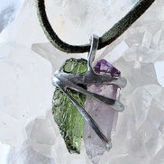 Harmony Pendant Moldavite & Amethyst, Nesměň, 0.95g
