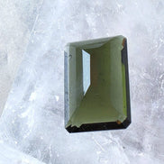 Faceted Emerald Cut Moldavite Stone, Chlum, 3.05g