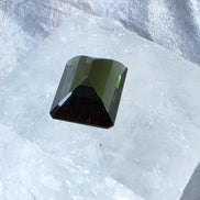 Faceted Emerald Cut Moldavite Stone, Chlum, 3.05g